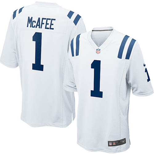 Men's Game Pat McAfee Nike Jersey White Road - #1 NFL Indianapolis Colts